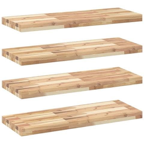 Mensole Da Parete 4 Pz 100x30x4 Cm Legno Acacia Non Trattato - Foto 1