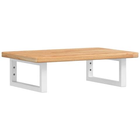 Ripiano a Parete per Lavabo in Acciaio e Massello di Rovere - Foto 1