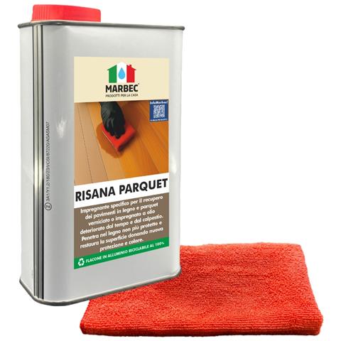 Marbec Risana Parquet 1lt + Panno Microfibra Impregnante Rigenerante Per Pavimenti Usurati In Legno Verniciati E Ad Olio - Foto 1