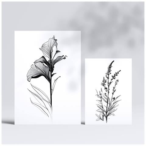Set Di 6 Stampe Boutonnieres Stampe Naturalistiche E Botaniche Con Motivi Floreali Nel Classico Design D'interni In Bianco E Nero A3 & A4 Senza Cornice - Foto 2