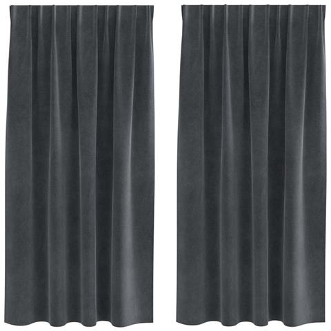Tende con tende 2 pcs Grigio chiaro 140 x 175 cm Velluto - Foto 1