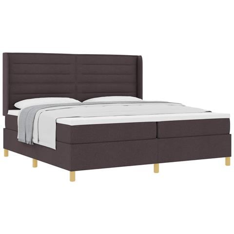 Letto a molle con materasso Marrone Scuro 200 x 200 cm Tessuto - Foto 1