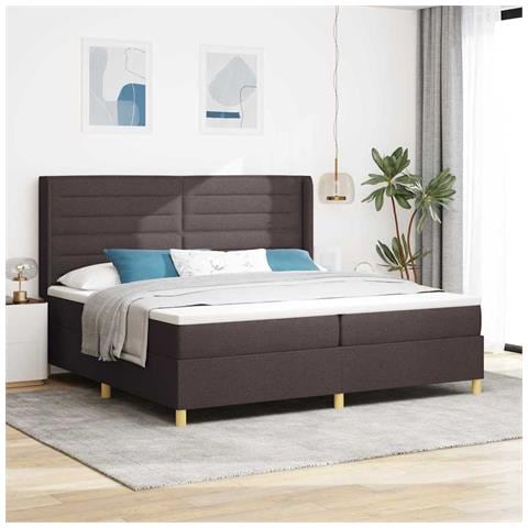 Letto a molle con materasso Marrone Scuro 200 x 200 cm Tessuto - Foto 2