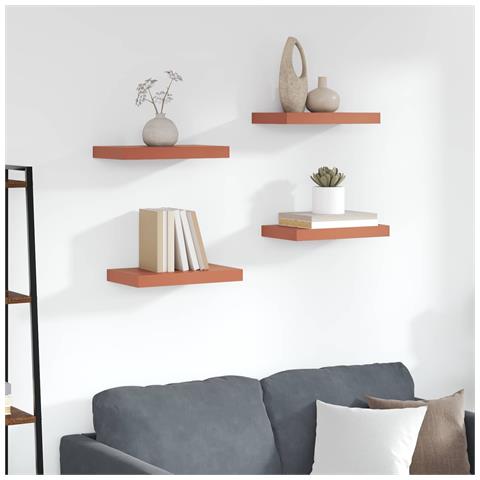 Scaffale da parete 4 pcs Rosso 40 x 23,5 x 4 cm - Foto 2