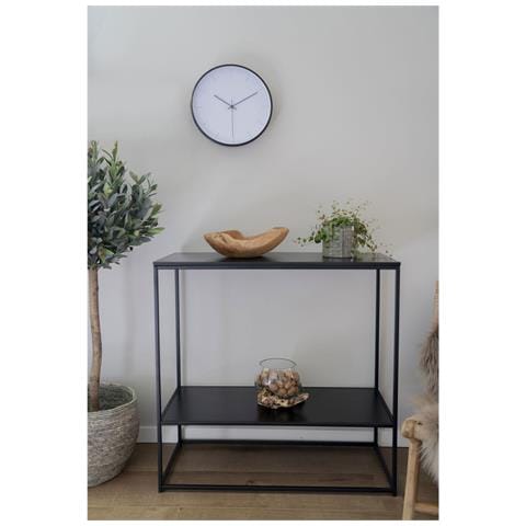 Consolle Vita A 2 Ripiani In Nero Con Struttura In Acciaio, 80×36×80 Cm - Foto 8