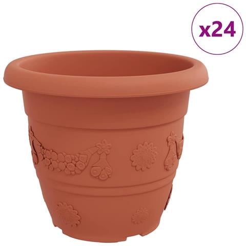 Vaso Rotondo per Fiori 24 pcs Rosso Mattone Ø 26 x 21.5 cm - Foto 1
