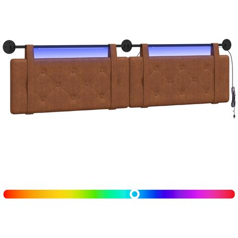 Testiera sospesa Con luce LED Marrone PU Antico - Foto 1
