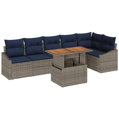 Set Divano da Giardino 7 pcs Grigio Poly Rattan - Foto 1