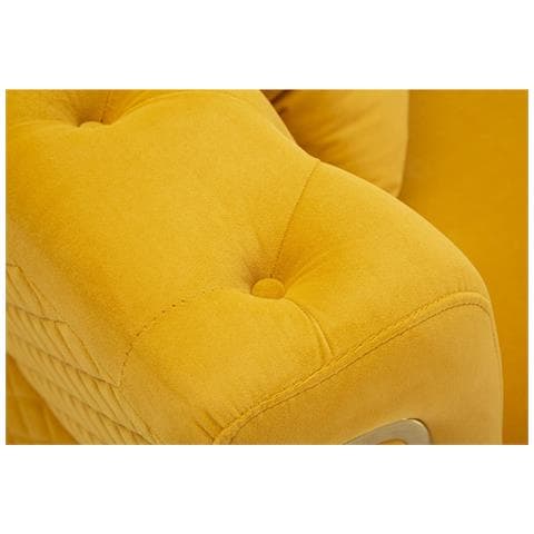 Divano Emy Con Cuscini In Poliestere Senape E Gambe Oro 162x83x76 Cm - Foto 8