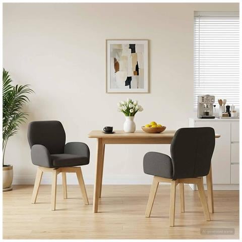 Sedie da pranzo girevoli 2 pcs Bouclé Grigio Scuro - Foto 2