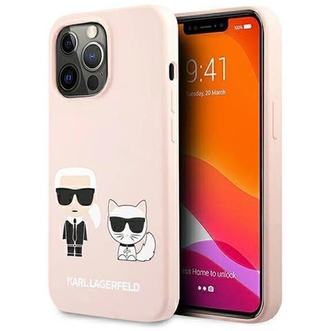 Karl Lagerfeld Klhmp13lsskci Iphone 13 Pro / 13 6.1 Cover In Silicone Rosa Chiaro Ikonik Karl & Choupette Magsafe - Foto 1