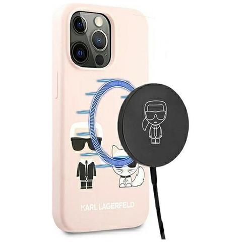 Karl Lagerfeld Klhmp13lsskci Iphone 13 Pro / 13 6.1 Cover In Silicone Rosa Chiaro Ikonik Karl & Choupette Magsafe - Foto 7
