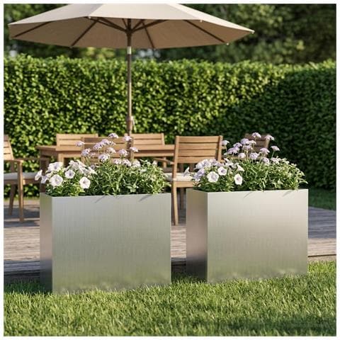 Vaso da giardino 2 pz Argento 50 x 20 x 40 cm Acciaio zincato - Foto 2