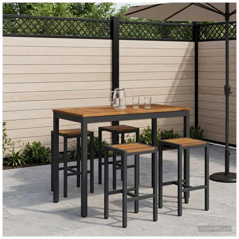Tavolo Bar da Giardino Naturale e Nero 108,5 x 55 x 105 cm - Foto 2