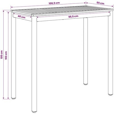 Tavolo Bar da Giardino Naturale e Nero 108,5 x 55 x 105 cm - Foto 9