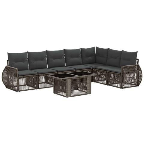 Set Divano da Giardino 8 pz Grigio e Grigio Scuro polyrattan - Foto 1
