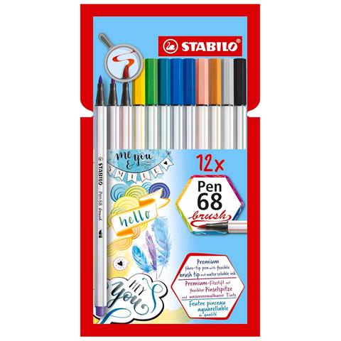 Pen 68 brush - Pennarello Premium con punta a pennello - Astuccio da 12 - con 12 colori assortiti - Foto 1