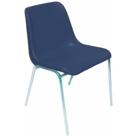 Sedia Visitatore Esse Esc 4 Gambe Acciaio Cromato - Schienale Fisso Blu Conf. 5 Pezzi - Esc / 5 / bl - Foto 1