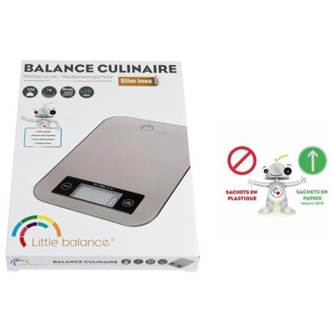 Bilancia Da Cucina Elettronica 8169 Slim - 5 Kg / 1 G - Piano In Vetro Temperato - Extrapiatto - Acciaio Inox - Foto 1
