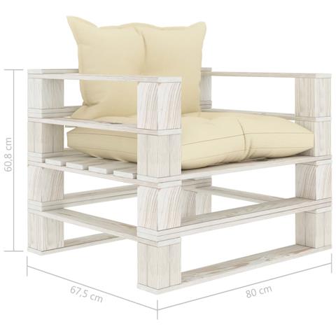 Poltrona da Giardino Pallet con Cuscini Crema in Legno - Foto 8