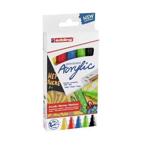 5300 Acrylic Marker Fine Marcatore Permanente Nero, Blu, Verde, Rosso, Giallo 5 Pezzo (i)  - Foto 2