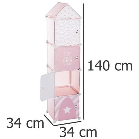 Armadio Con Bigiotteria Per Cameretta Bambini, 4 Scomparti, 34 X 140 X 32 Cm - Foto 7