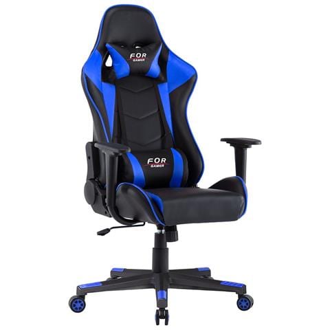 Sedia Da Gioco Agnes, 70x70x125-135 Cm, Ecopelle, Regolabile In Altezza, Nero E Blu, - Foto 1