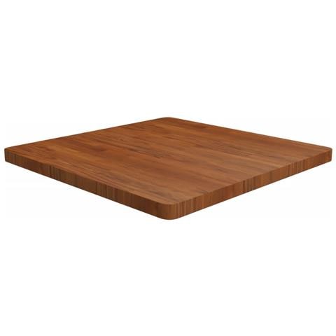 Piano Tavolo Quadrato Marrone Scuro 80x80x4cm Rovere Trattato - Foto 1