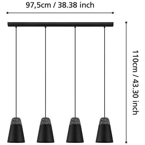 Lampadario Moderno Canterras 4 Luci Acciaio Nero - Foto 2