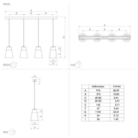 Lampadario Moderno Canterras 4 Luci Acciaio Nero - Foto 3