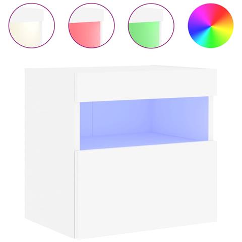 Mobile Tv A Parete Con Luci Led Bianco 40x30x40 Cm - Foto 2