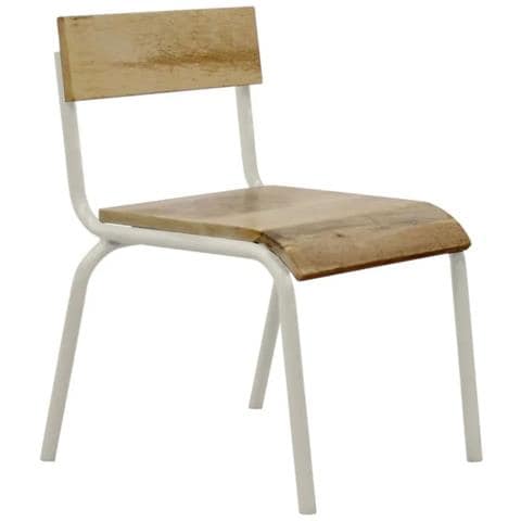 Set Di 2 Sedie Per Bambini In Legno Naturale E Metallo Bianco 35x36x56 Cm - Foto 3
