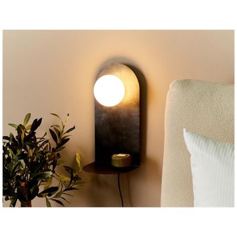 Lampada Da Parete Acciaio Con Mensola Grigio Grafite Mapi - Foto 1