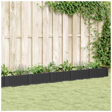Fioriera Da Giardino Con Picchetti Nera 362,5x42,5x28,5 Cm Pp - Foto 1