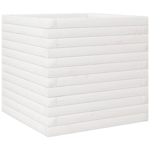 Fioriera Da Giardino Bianca 50x50x45,5cm Legno Massello Di Pino - Foto 2