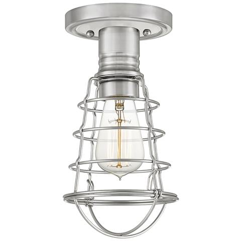 Plafoniera Industrial Nordica Mixon Acciaio Nichel Spazzolato 1 Luce E27 - Foto 1