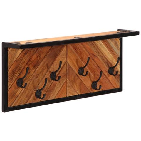 Appendiabiti Da Parete Con 6 Ganci In Legno Massello Di Acacia - Foto 2