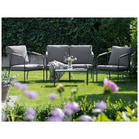 Set Da Giardino Con Tavolo 4 Posti Vezzana Metallo Grigio - Foto 1