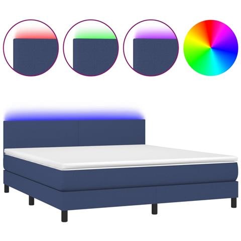 Letto A Molle Con Materasso E Led Blu 180x200 Cm In Tessuto - Foto 1