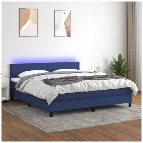 Letto A Molle Con Materasso E Led Blu 180x200 Cm In Tessuto - Foto 8