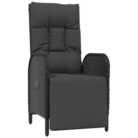 Set Da Pranzo Da Giardino 9 Pz Con Cuscini Nero In Polyrattan - Foto 2