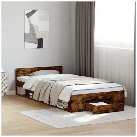 Giroletto Con Cassetto Rovere Fumo 90x200 Cm Legno Multistrato - Foto 1