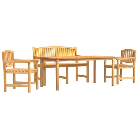 Set da Pranzo per Giardino 4 pz in Legno Massello di Teak - Foto 1