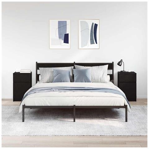 Comodini 2pz Neri 39x35x65 cm in Legno Multistrato - Foto 2