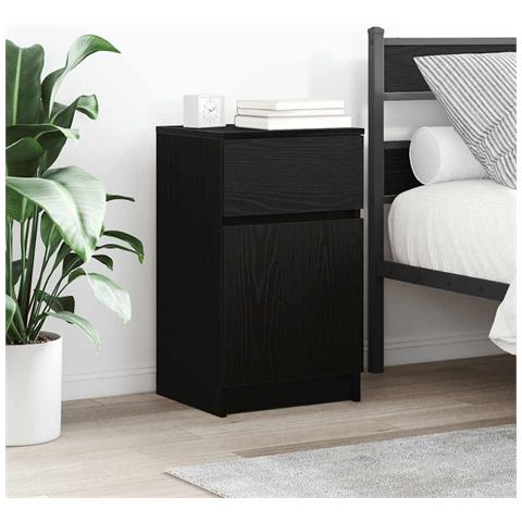 Comodini 2pz Neri 39x35x65 cm in Legno Multistrato - Foto 1