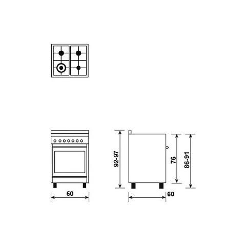 Cucina Elettrica ST664MBK 5 Fuochi a Gas Forno Elettrico Multifunzione Ventilato Classe A+ Dimensioni 60 x 60 cm Colore Nero Acciaio Inox Serie Specialista - Foto 4