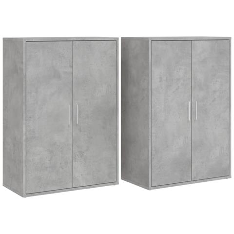 Credenze 2 Pz Grigio Cemento 60x31x84 Cm In Legno Multistrato - Foto 2