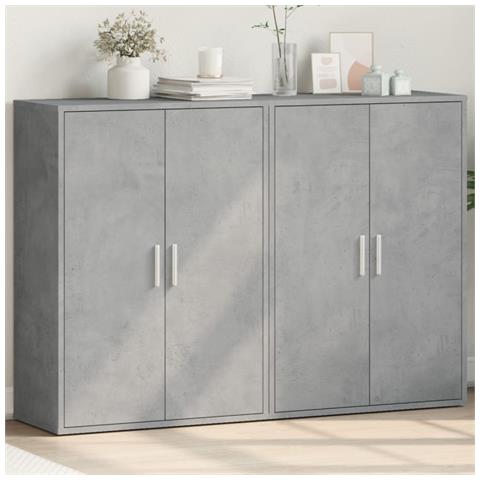 Credenze 2 Pz Grigio Cemento 60x31x84 Cm In Legno Multistrato - Foto 1