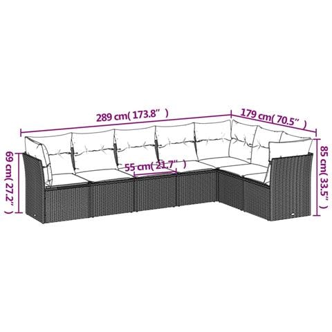 Set Divani Da Giardino 7 Pz Con Cuscini Marrone In Polyrattan - Foto 3