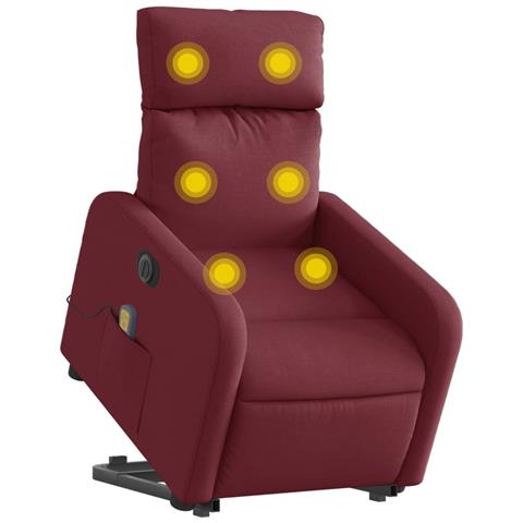 Poltrona Alzapersona Massaggiante Elettrica Rosso Vino Tessuto - Foto 3